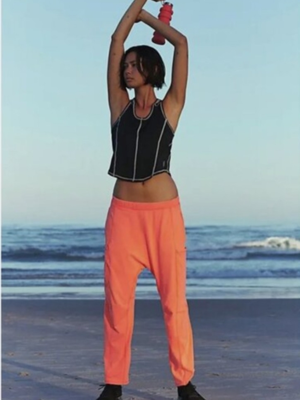 NWOT Free People Movement Hot Shot Slouchy Cargo Cotton Pants| Coral| XS
